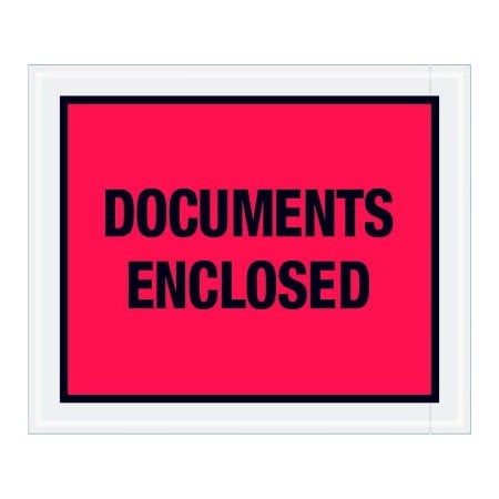 Box Packaging Full Face Envelopes, "Documents Enclosed" Print, 12"L x 10"W, Red, 500/Pack PL437